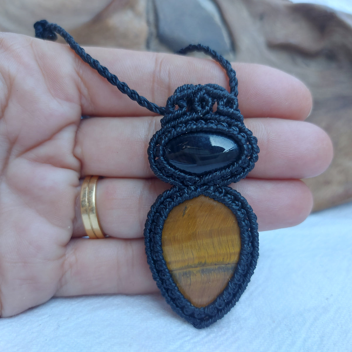 Colgante con Ónix y Ojo De Tigre