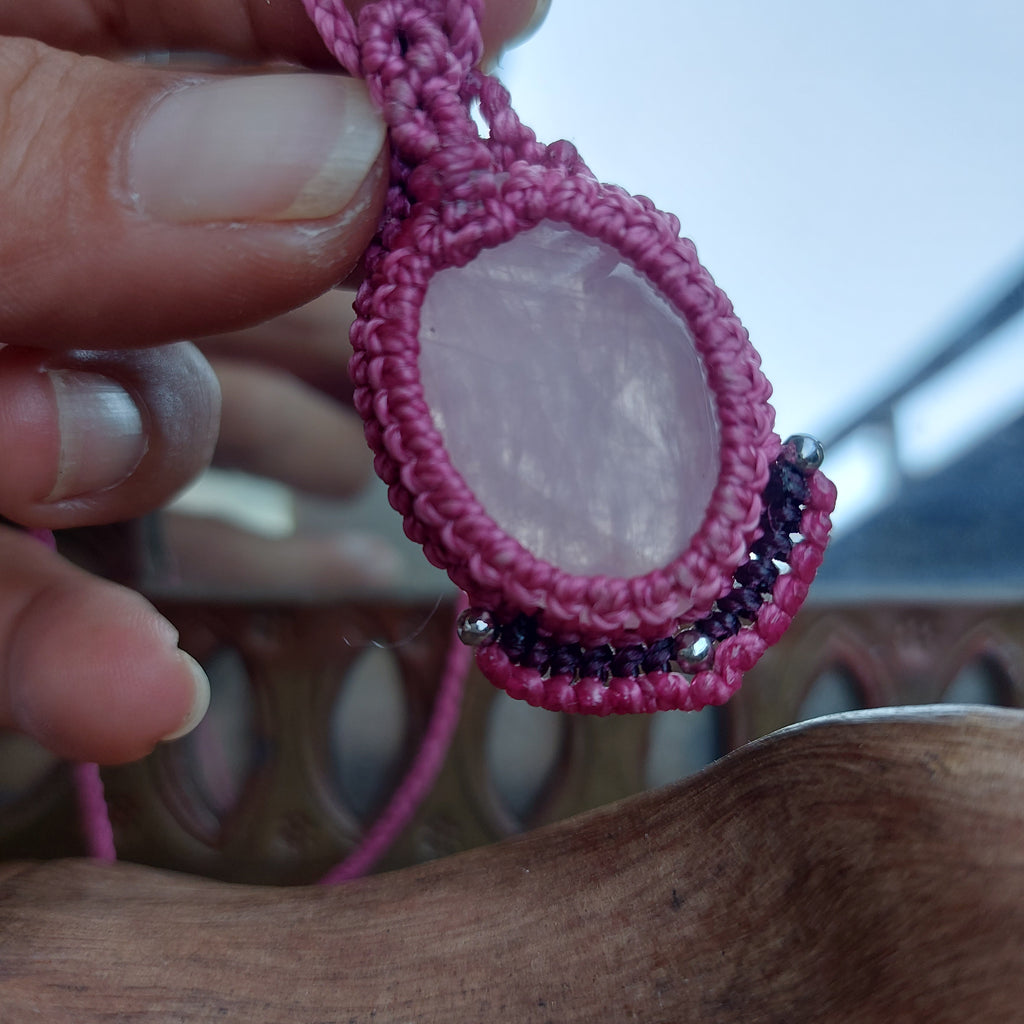 Colgante Rosetta con Cuarzo Rosa