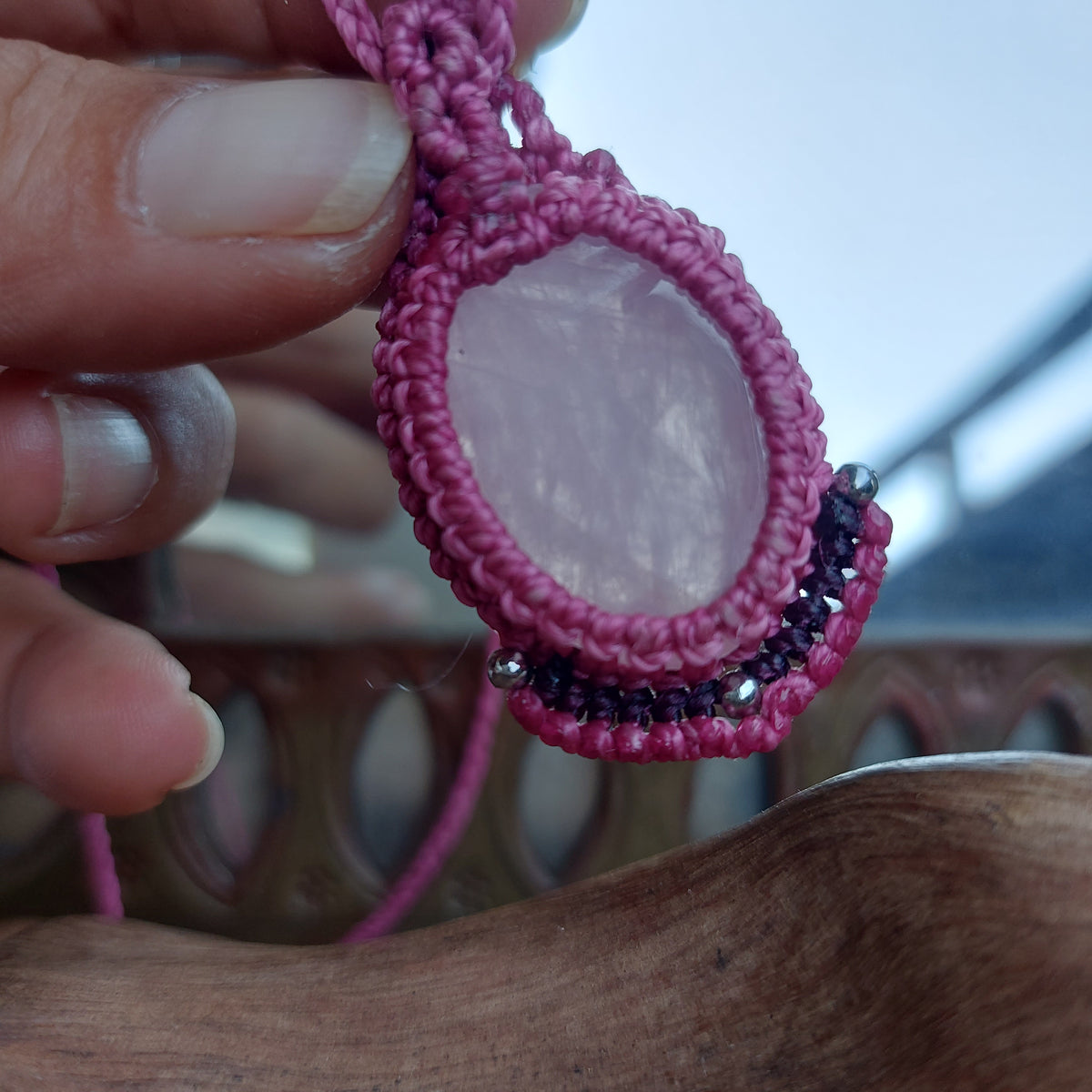 Colgante Rosetta con Cuarzo Rosa