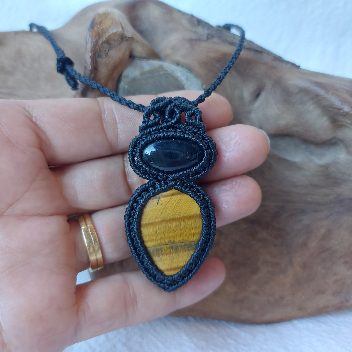 Colgante con Ónix y Ojo De Tigre